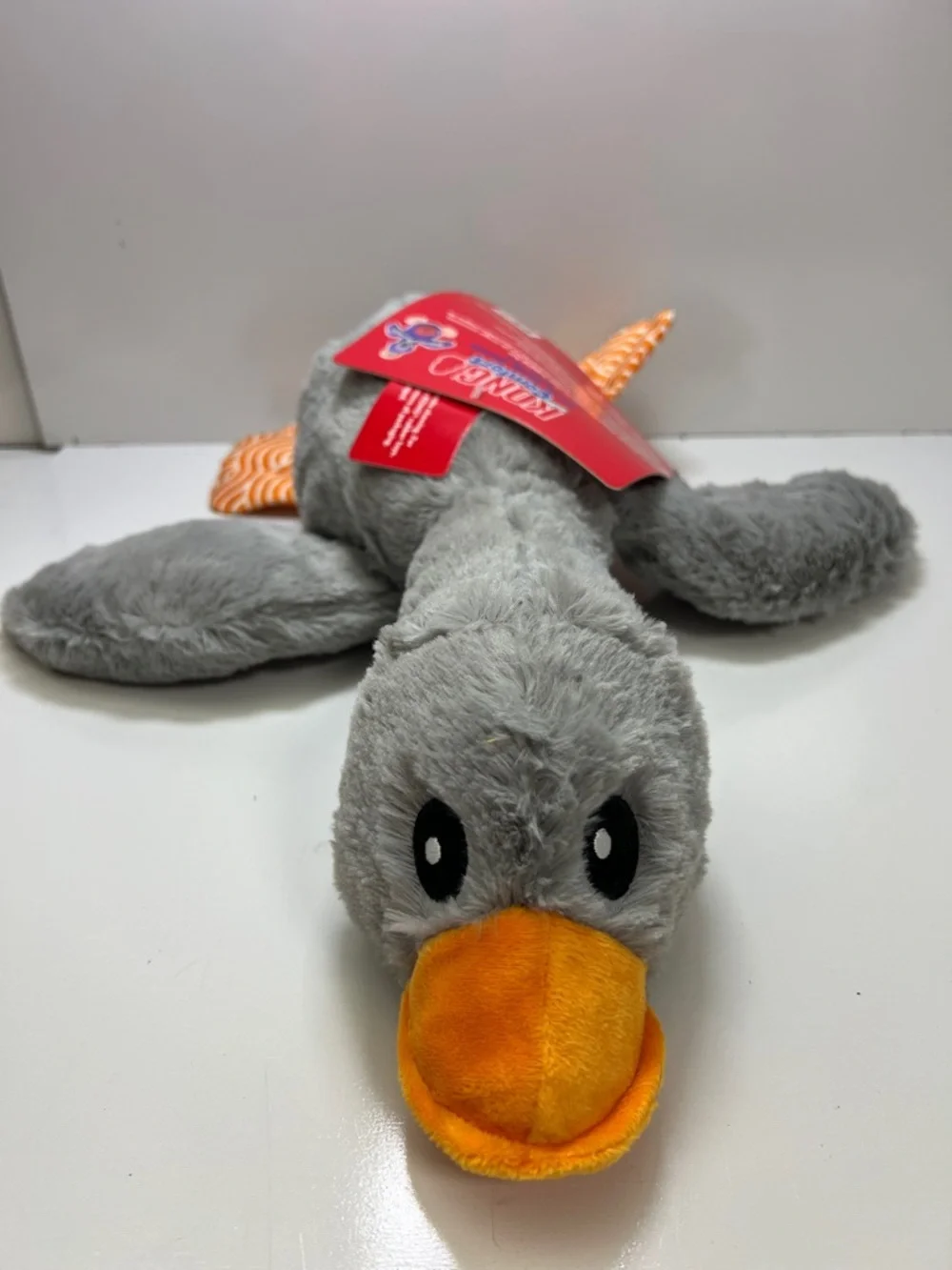 Dog toy kong Gray & Orange Plush Duck Dog Toy